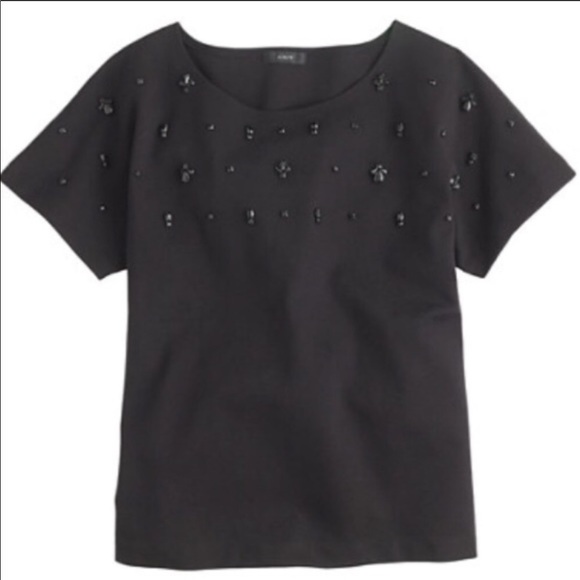 J. Crew Tops - J. Crew Black Jeweled Dolman Sleeve Top XS EUC